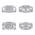 Classic Gemstone Wedding Ring 925 Sterling Silver 18k Gold Plated Ring Wide Band Engagement Zircon Ring Men