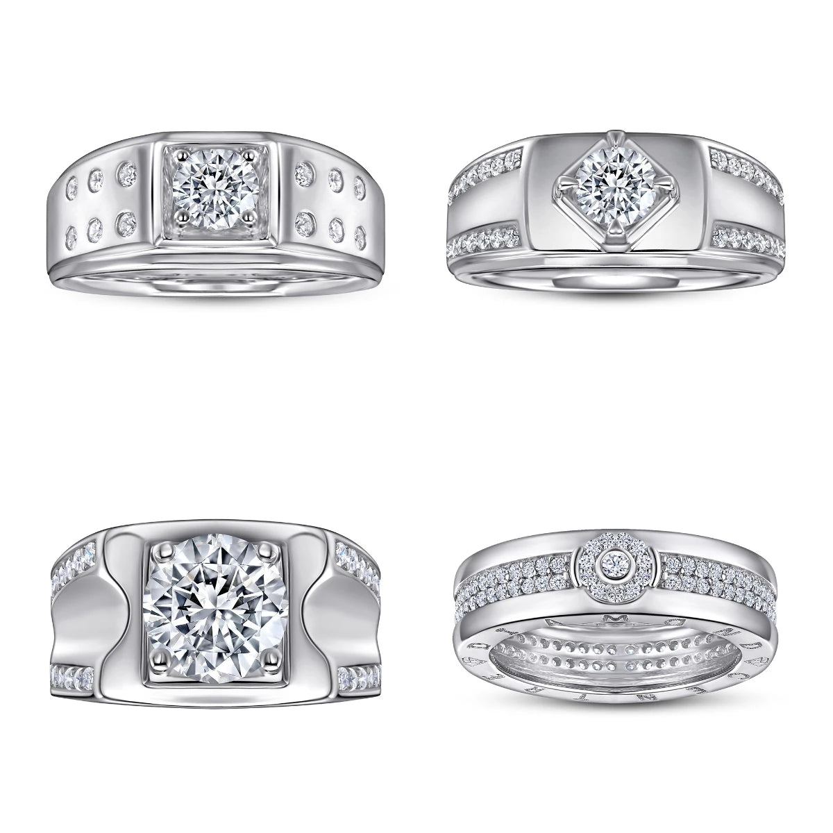 Classic Gemstone Wedding Ring 925 Sterling Silver 18k Gold Plated Ring Wide Band Engagement Zircon Ring Men