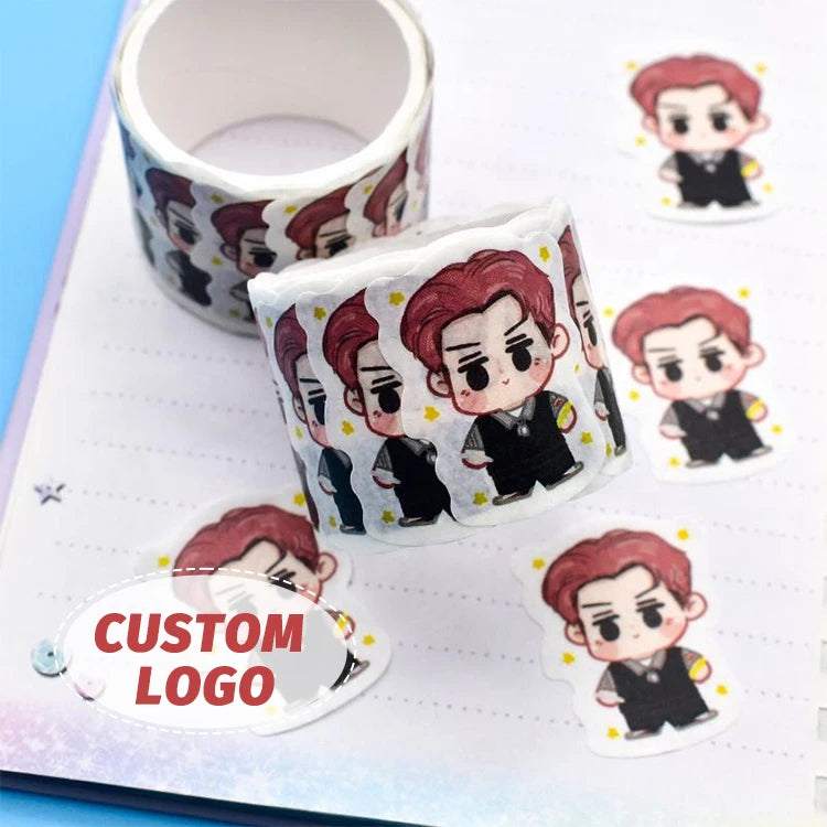 Custom Make Roll Irregular Cute Kawaii Character Stickers Tape Overlap