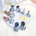 2025 Fashion Design Drop Earrings Simple Gold Foil Fringe Earrings Versatile Geometric Clay Earrings for Women