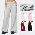 Wholesale Custom Breathable Streetwear Loose Fit Flat Front Wide Leg Open Bottom Elastic Waist Pants for Women