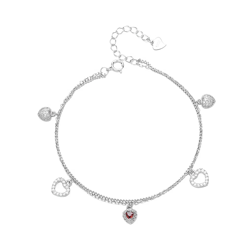 New Fashion Female Jewelry Heart-shaped Crystal Heart Bracelet Valentine's Day Gift for Girls
