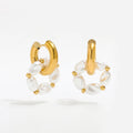 High End PVD 18K Gold Plated Waterproof Pearl String Pendant Chunky Huggie Earrings Stainless Steel Jewelry Wholesale