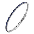 Wholesale Charm Cuff Bangle Bracelet Iced Out Blue Zirconia Stainless Steel Adjustable Tennis Bracelets for Women Jewelry
