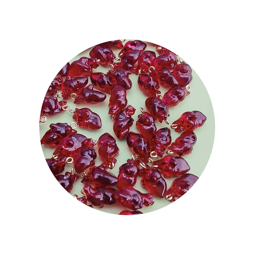 100pcs Red Color Heart Acrylic Bead Charms Pendants DIY Beaded Accessories Bracelet Necklace Earring Jewelry