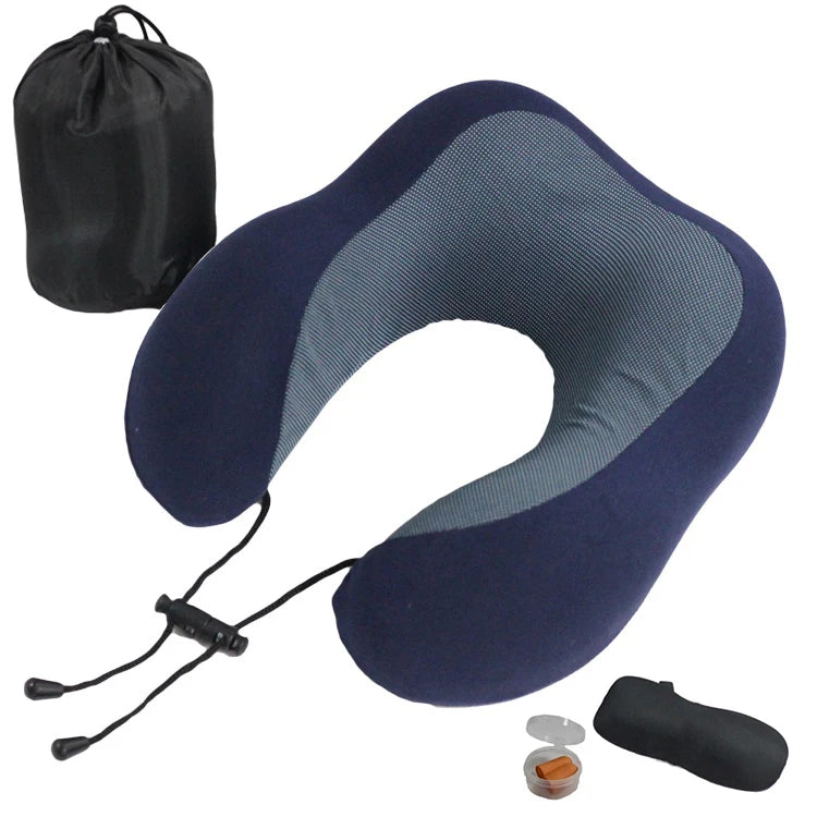 Travelsky Wholesale Rest Cushion Airplane Hump Shape Set 3 in 1 Memory Foam Neck Pillows Travel Pillow