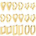 Geometric Ear Buckle Oval Hoop Earring Pentagonal Heart Stainless Steel Plated Fashion Classic Trendy Gold Silver Free