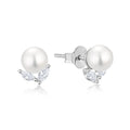 LULUFOCUS 925 Sterling Silver Women Jewelry Rhodium Plated  Stone Cz Pearl Stud Earrings