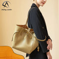 Genuine Leather Shoulder Bags for Women Large Capacity Tote Bucket Bags Female Handbag