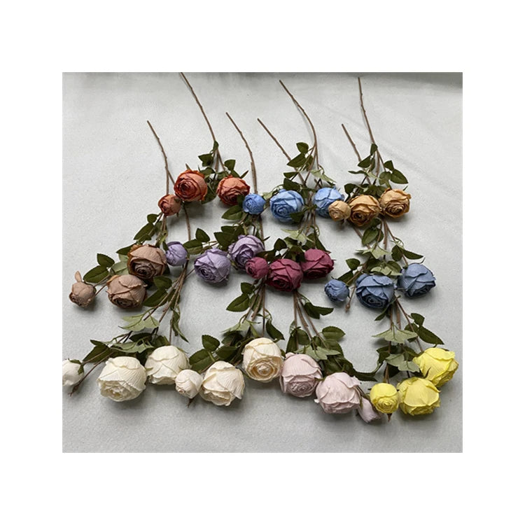 China Manufacture Quality China Wholesale 3-head Coating  Kimowa  Rose Flower Bud Artificial Flower