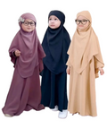 Mostest Popular Elegant New Style Kids Abaya Crepe Solid Color Simple Fashion Turkey Maxi Dress for Children C226