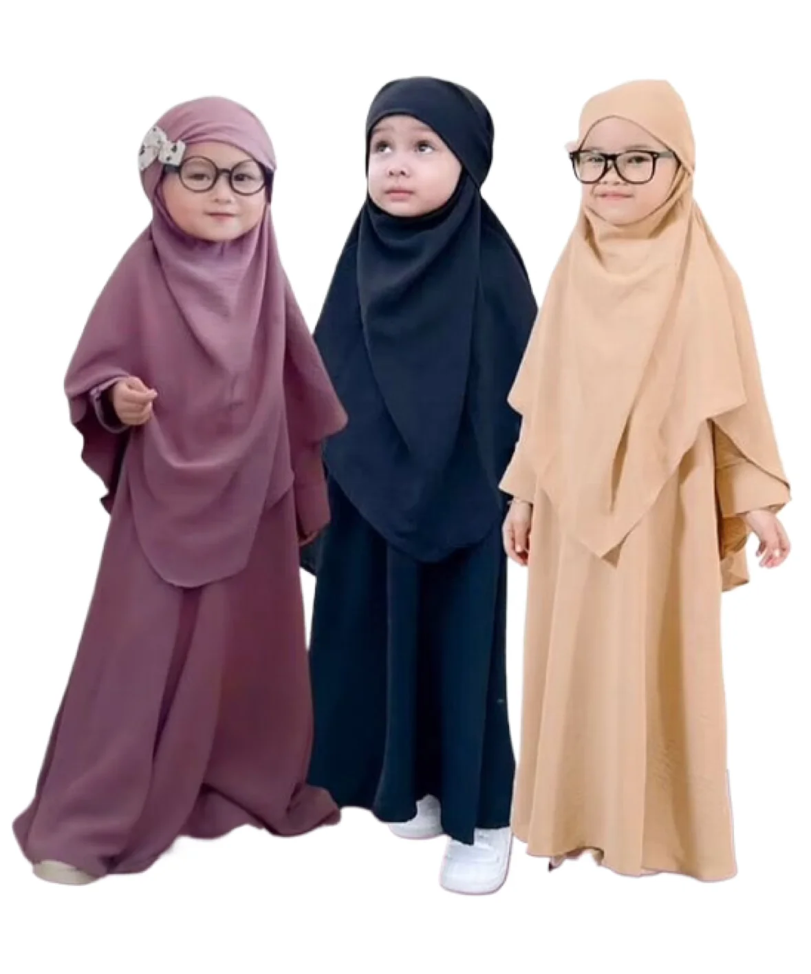 Mostest Popular Elegant New Style Kids Abaya Crepe Solid Color Simple Fashion Turkey Maxi Dress for Children C226