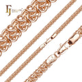 5.5mm FJ Fallon Fashion Jewelry Bismarck Triple Rolo Link Chain Plated in Rose Gold Brass Based