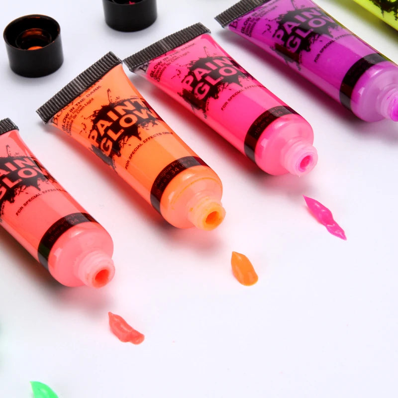 25ml Fluorescent Face Paints Body Paints in the Dark UV Glow Blacklight Neon Face Body Paint