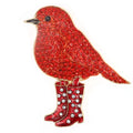 Wholesale Jewelry Fashion Bird Brooch Pin Red Rhinestone Crystal Cloth Decoration Brooches