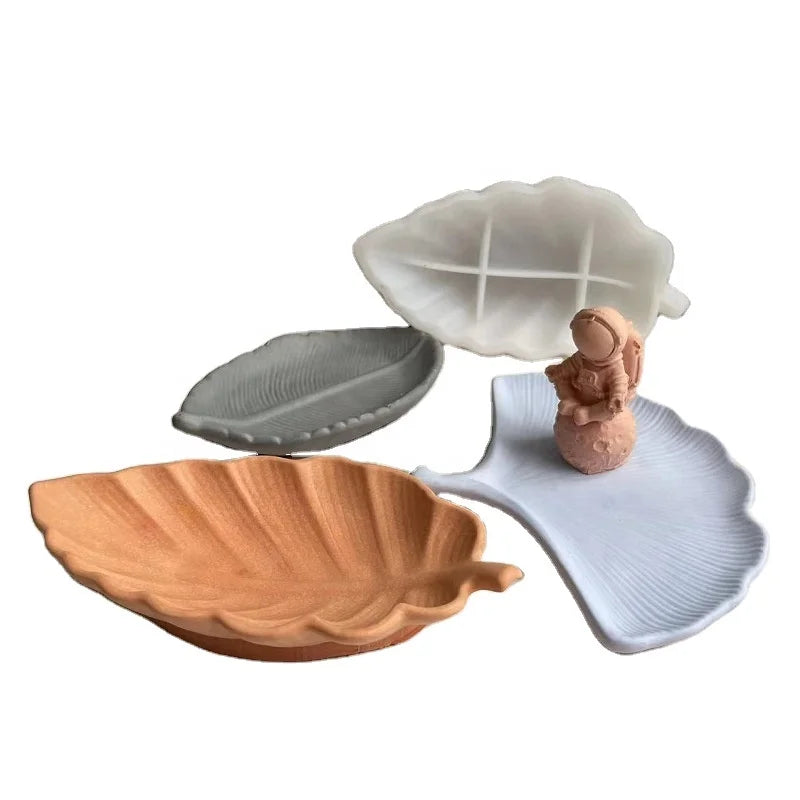 Leaf Plate Tray Mould Gingko Leaf Plate Tray Storage Tray Plaster Resin Drop Mould