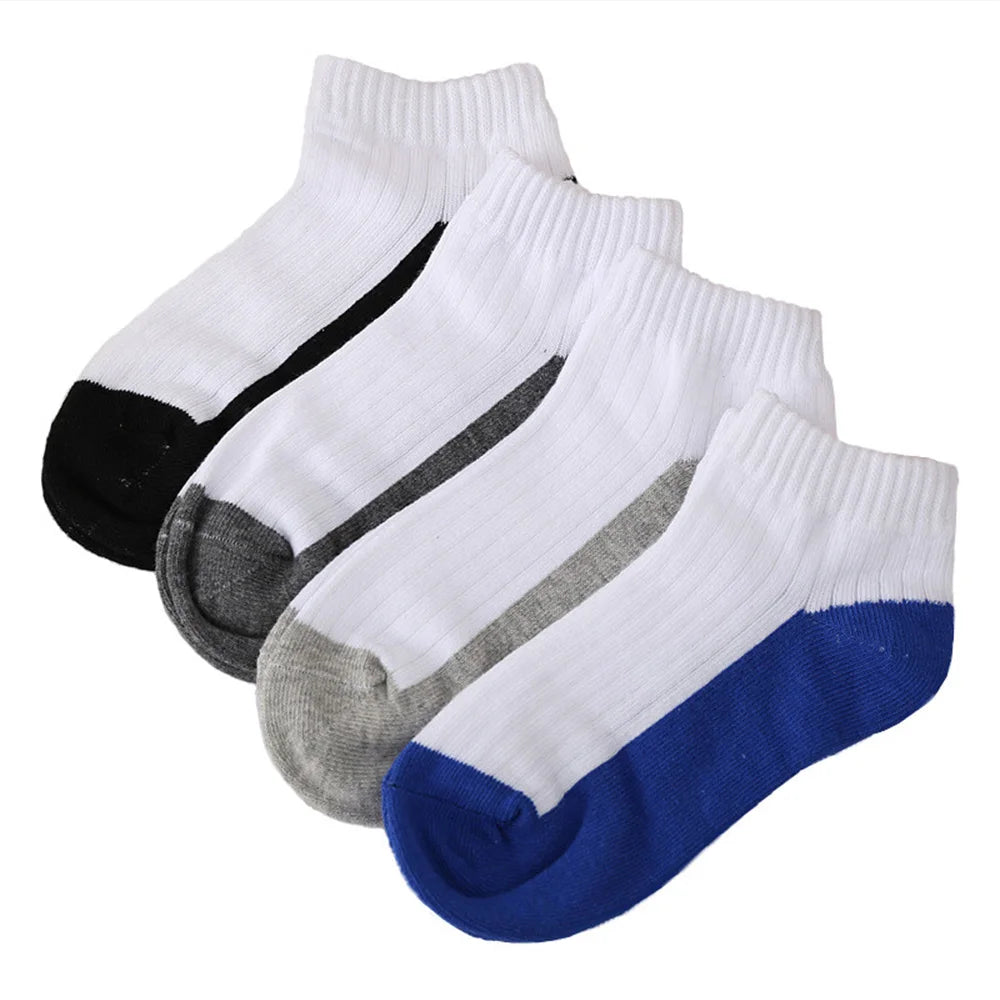 Customizable Anti-Slip Sports Ankle Socks School Children Disposable Breathable Eco-Friendly Quick Dry Black White Sole