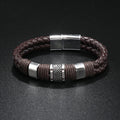 Men's Punk Rock Fashion Bracelet Wholesale Magnetic Clasp Wristband Leather Jewelry Gift