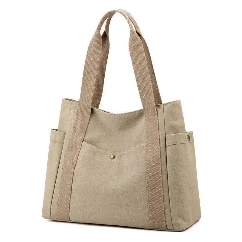 Amazom Shopping Women Eco-friendly Cotton Tote Shoulder Bag Customized Color Logo Zipper Closure Medium Size Daily Use Travel
