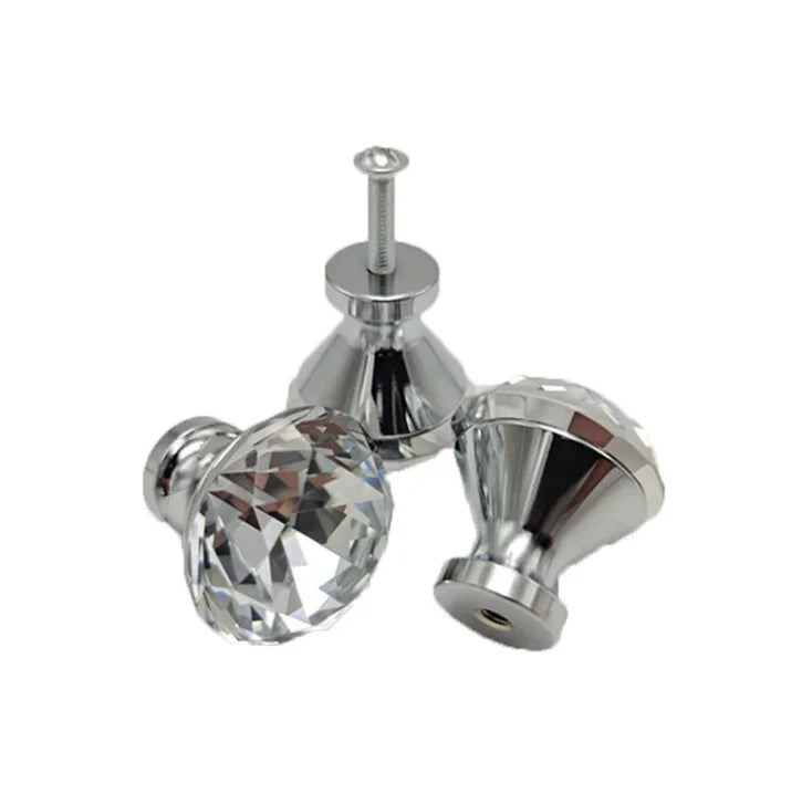 High Transparency Luxury Modern Crystal Diamond Glass Cabinet Drawer Knobs for Furniture Wardrobe Kitchen Dresser Bedroom