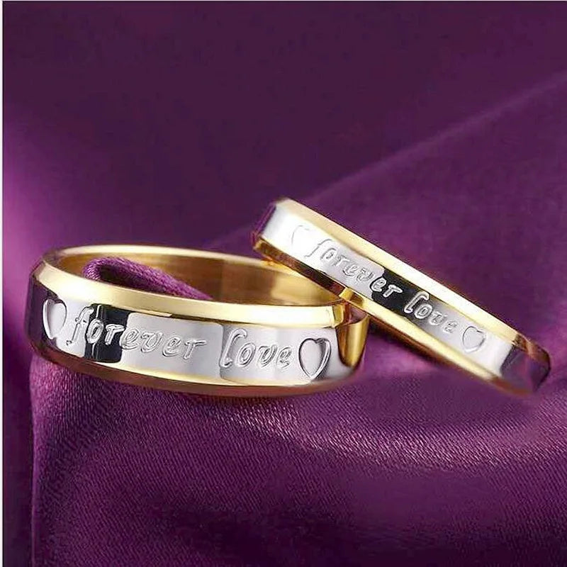 Fashion 18k Gold Plated Stainless Steel Rings Forever Love Letter Couple Ring Valentine's Day Gift Wholesale