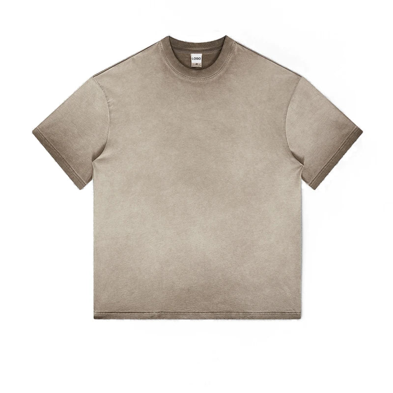 Men Heavyweight Oversize Crop Boxy Cotton Unisex Heavy Weight Tee Custom Logo Distressed Vintage Faded Boxy Acid Wash T Shirt