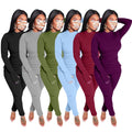 Fashion Women Casual Tracksuits Oversize High Neck Long Sleeve Skinny Tees High Waist Sports  Pants Sets for Streetwear Party
