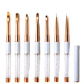 High Quality Custom Logo Marble Rose Gold Diamond Handle Nylon Hair Liner Nail Brush Set UV Gel Nail Line Painting Brush