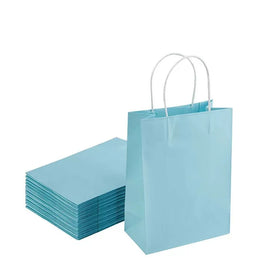 Eco Friendly Custom Food Take Away Shopping Gift Luxury Packaging Light Blue Kraft Paper Bag With Your Own Logo