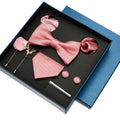 Peach Pink Tie and Cufflink Gift Box Set Silk Sage Mini Green Necktie Set Custom Logo on the Box Packaging