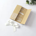 Beautiful European Kraft Style Folded Card With Ribbon Decoration Menu Card Paper Wedding Invitations