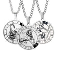 ODM Wholesale Stainless Steel Vintage 12 Zodiac Sign Lion Animal Round Coin Disk Pendant Necklace for Men Women