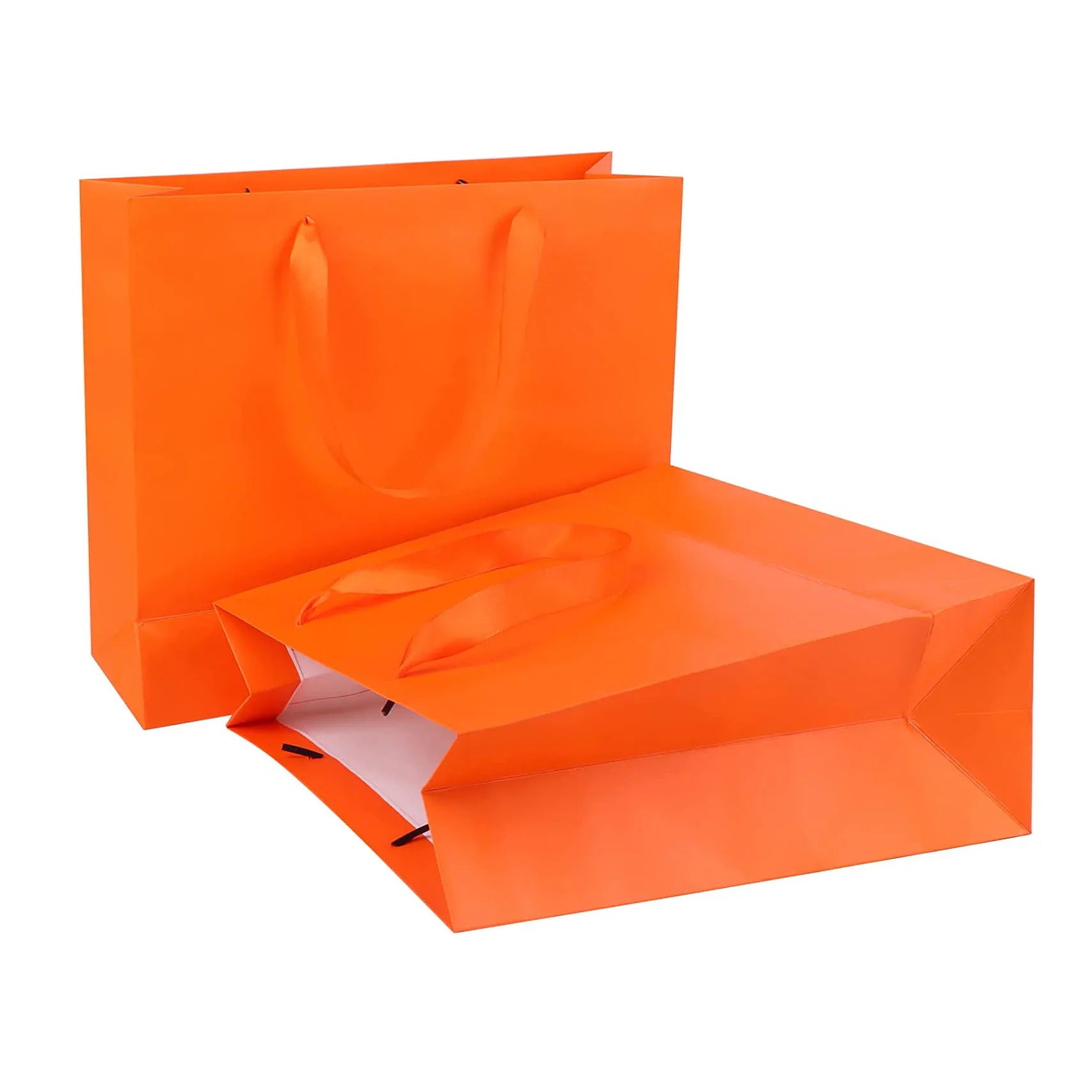 Orange Paper Tote Bags for Flowers Gifts Jewelry Packaging Factory Direct Sale Low Price Retail Shopping Bags with Custom Logo