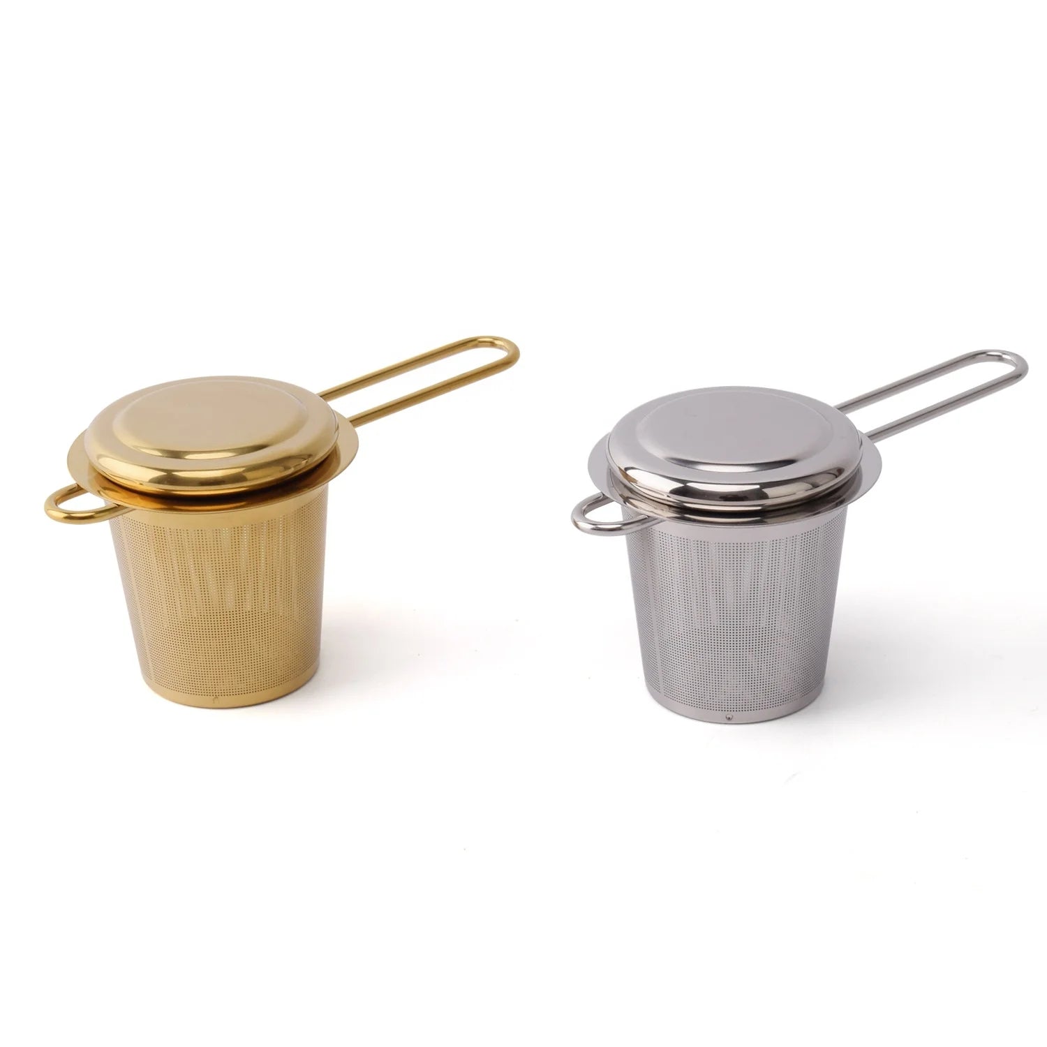 Fine Mesh Double Handle Gold 304 Stainless Steel Tea Infuser Strainer Basket