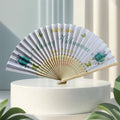 Personalized Painted Traditional Durable Bamboo Ribs Hand Fan with Custom Logo Printing for Wedding Promotional Music Use