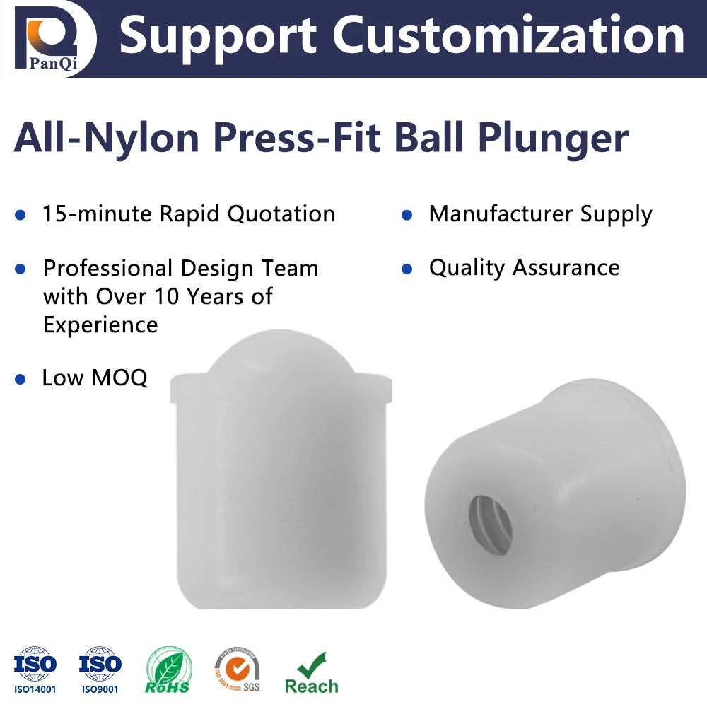 White Nylon POM Fasteners Positioning Beads Bumper Beads Press-In Spring-Loaded Beads Ball Plungers