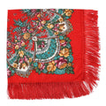 Babushka Headscarf Ukrainian Scarves Russia Square Scarf Retro Floral Hair Wrap Hijab Tassel Scarf Winter  Shawl Israel