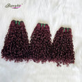 New Style Brazilian Human Hair Bundle #99J Red Wine Burgundy Color Pixie Curly Weave Virgin Fumi Hair Super Double Drawn Bundle