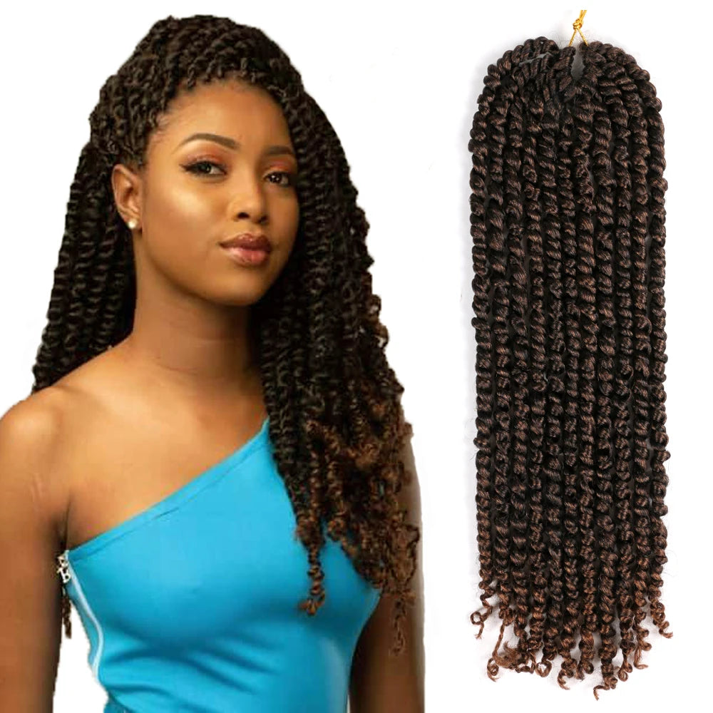 18 Inch Crochet Braid Passion Twist Hair Water Wave Crochet Braiding Hair Afro Curls Kinky Pre Twisted Passion Twist Hair