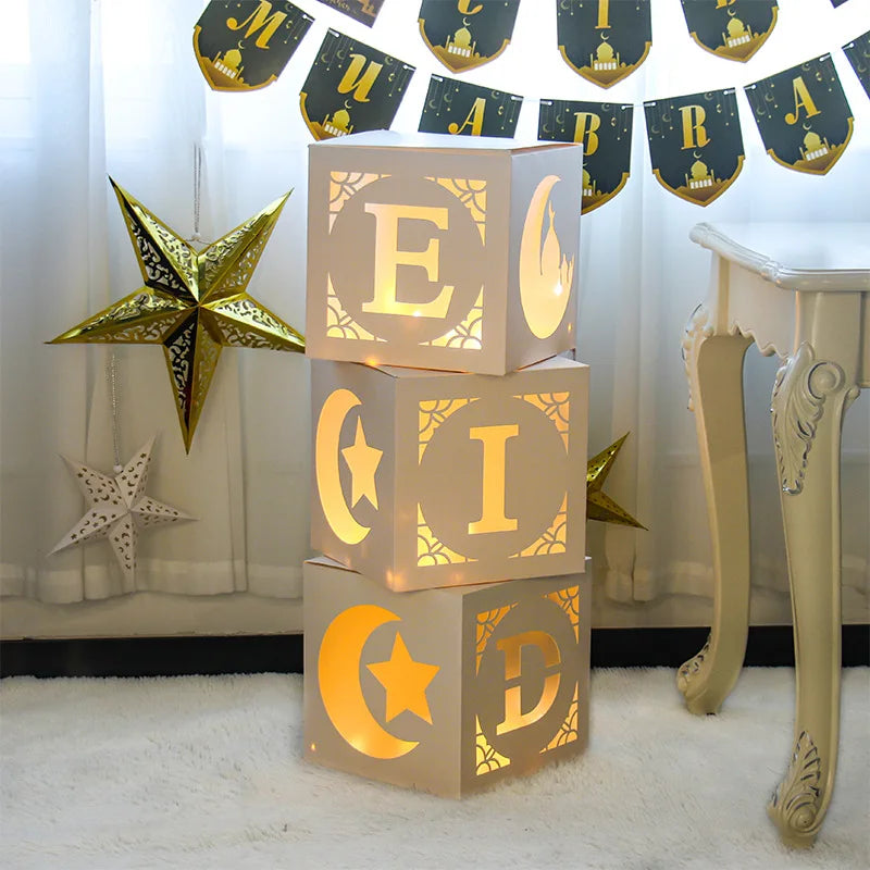 Led Light Decor Ramadan and Eid Mubarak Decorations Eid Ramadan Box Decorations Lights for Home Ramadan Supplies