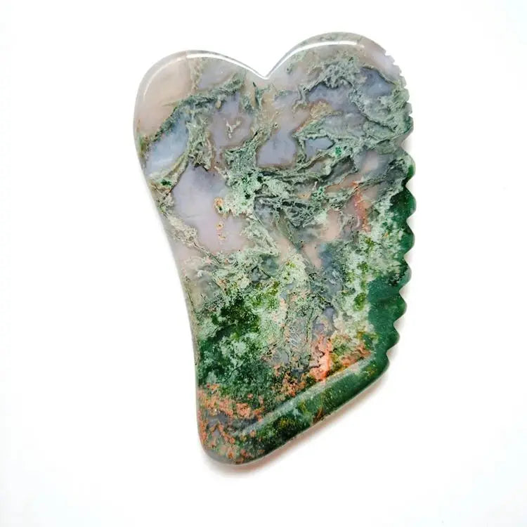 Diy GUA SHA Heart Shaped Gua Sha Stone Pink Indian agate Jade Stone Scraping Massage Tool Gua Sha Board