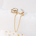 S925 Silver Needle Ear Jewelry Fashion Star Moon Zircon Brass Double Earring Connecting Chain Tassel Clip on Earrings for Women