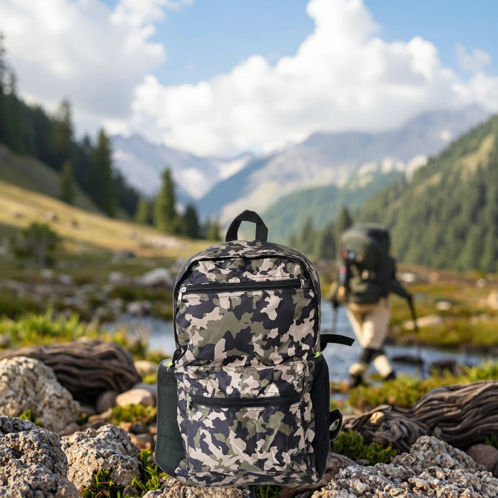 Custom Outdoor Plus Camo Nylon Backpack Bag Foldable Water Proof Backpack Folding Ultralight Travel Backpack for Men