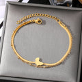 VKME Fashion 18K Gold Plated Double Layer Bracelet Letter Star Pendant Bracelet for Women Jewelry