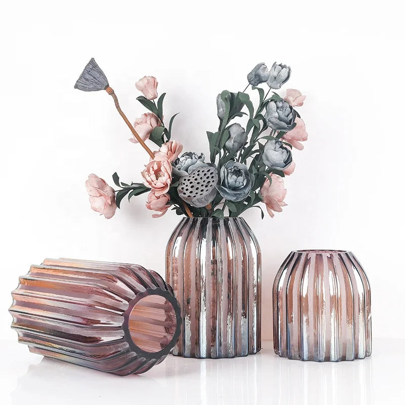 Factory Direct Nordic Style Home Decoration Colorful Transparent Glass Vase Simple Creative Transparent Glass Vase