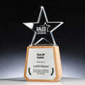 Distinctive School Company Anniversary Souvenir Crystal Star Trophy Wooden Award Plaques Custom