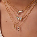Minimalist 18k Gold Plated Stainless Steel Butterfly Snake Charm Pendant Necklace Shiny Cubic Zirconia Necklace for Women