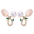 2024 New 100% Genuine Freshwater Pearl Stud Earrings Flower Pearl Jewelry Wholesale