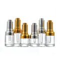 20ml 30ml 1oz 50ml Cosmetic Refillable Dropper Vials Gold Silver Press Pipette Lid Clear Round Glass Bottle for Essential Oil