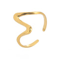 18K PVD Gold Plated Wave Stainless Steel Open Ring Trendy Fashion Jewelry for Men Women Party Accessories Unisex Casual Rings